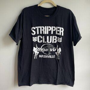 Vintage Black Deja Vu Strip Club Nashville Graphic T-Shirt – – Size L/XL